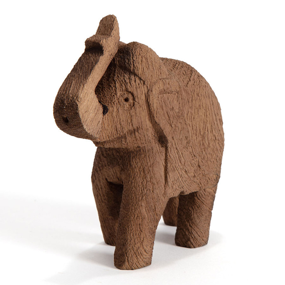 V637-50818ELE-202508251330-00 Cracked Finish Mango Wood Elephant 12cm - Image 1