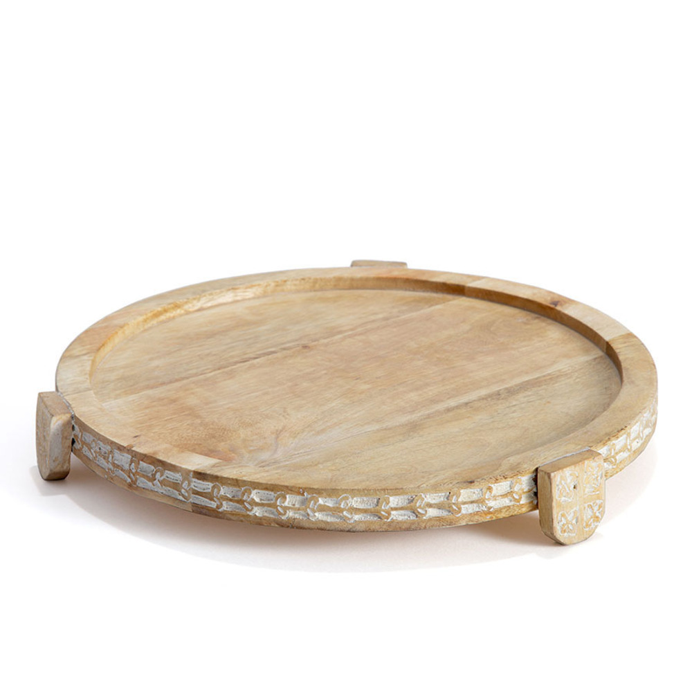 V637-51005STD-202508251330-00 Mango Wood Round Footed Cake Stand 30cm - Image 1