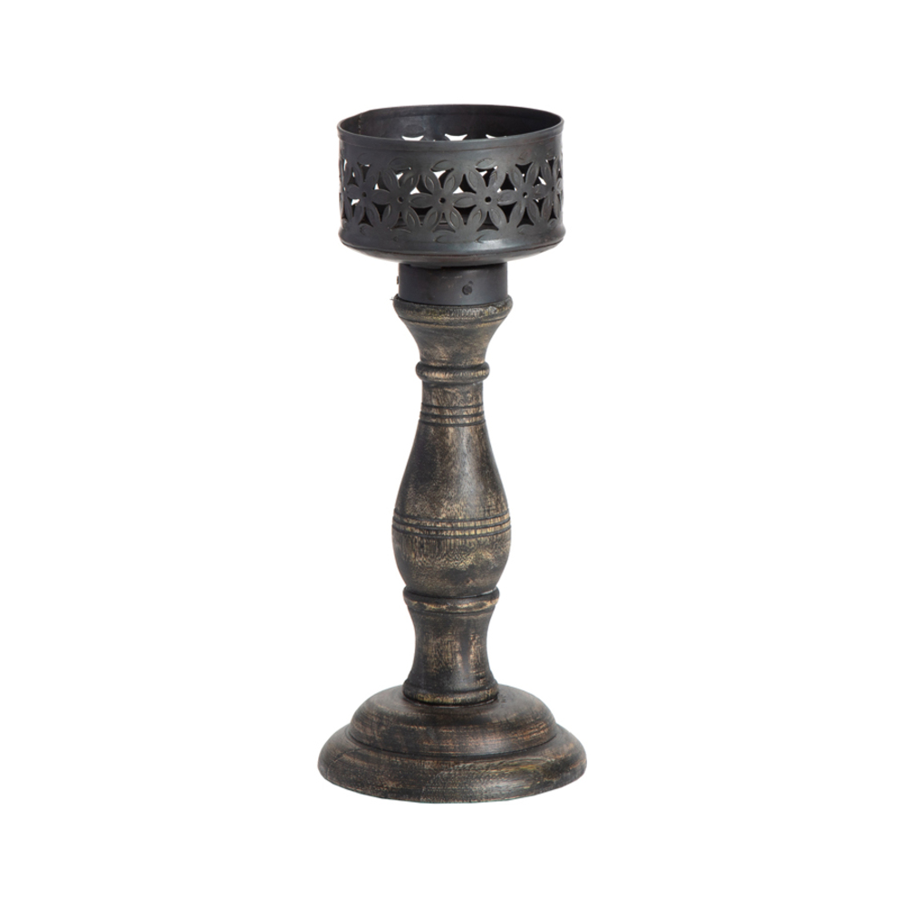 V637-59066CDL-202508251755-00 Ornate Baroque Pillar Candle holder 26cm - Image 1