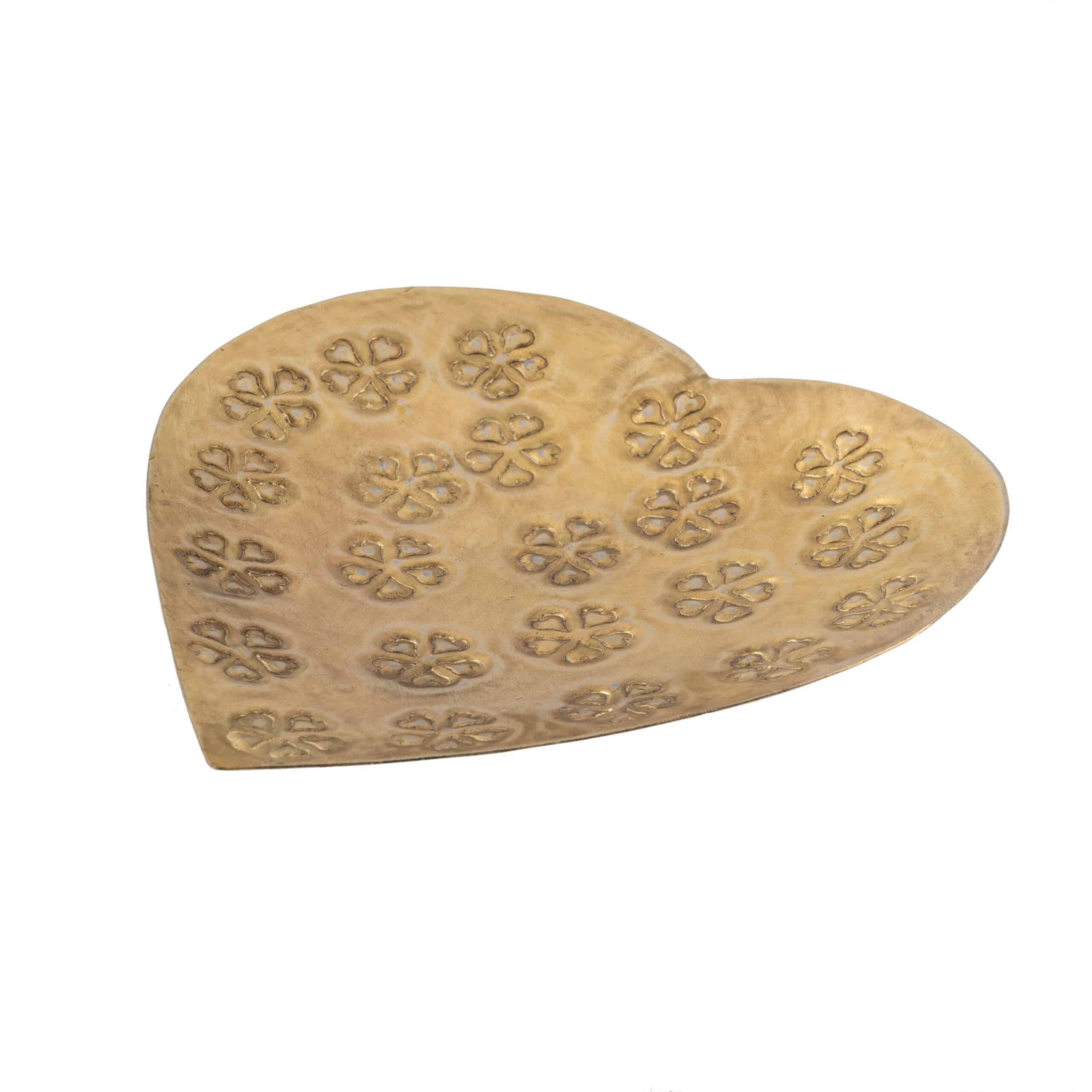 V637-59083HRT-202508251815-00 Handcrafted Metal Pressed Heart Shape Bowl 17cm - Image 1