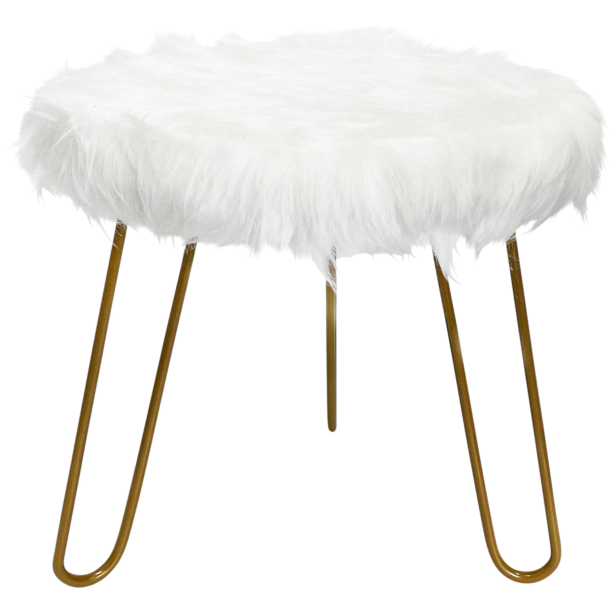 OLYMPUS DIGITAL CAMERA Faux Fur Shaggy White 3 Legged Child Stool / Footstool 30cm - Image 1