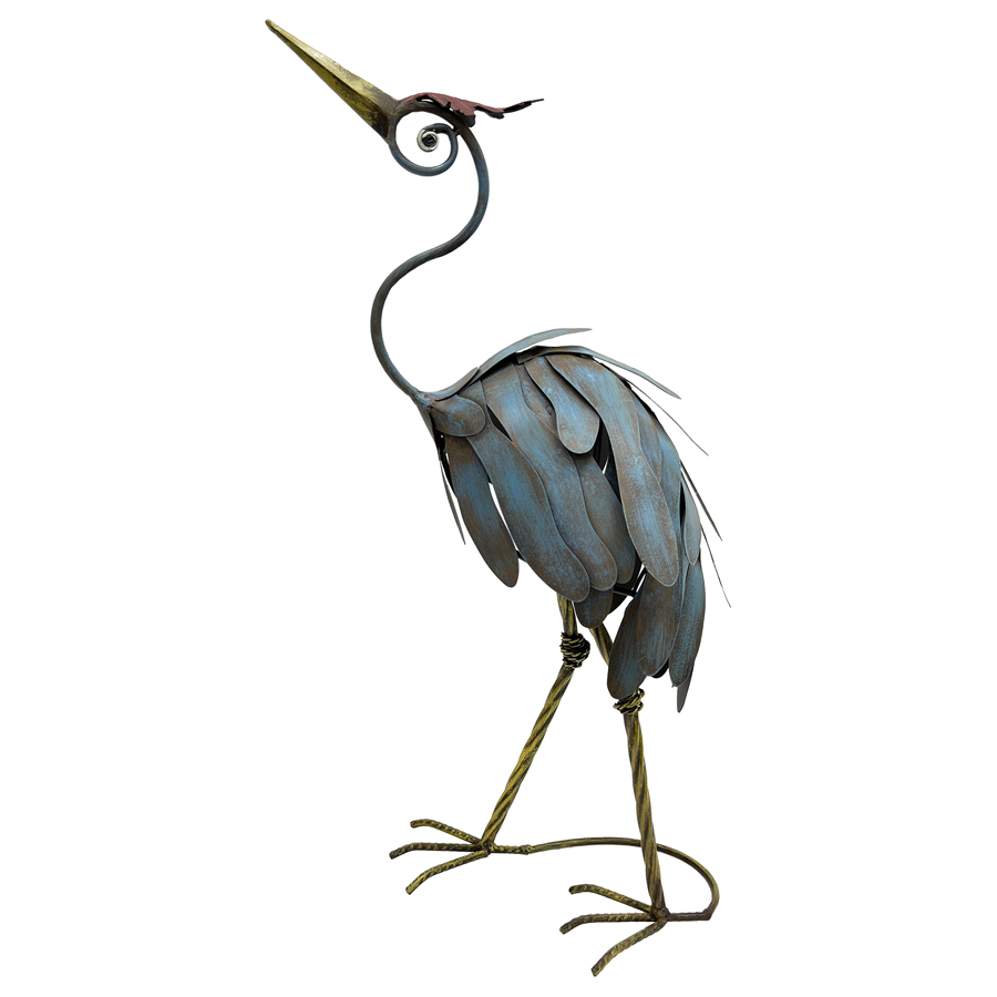 V637-71636CRN-202508251935-00 Crane Statue Looking Up 29x54cm - Image 1