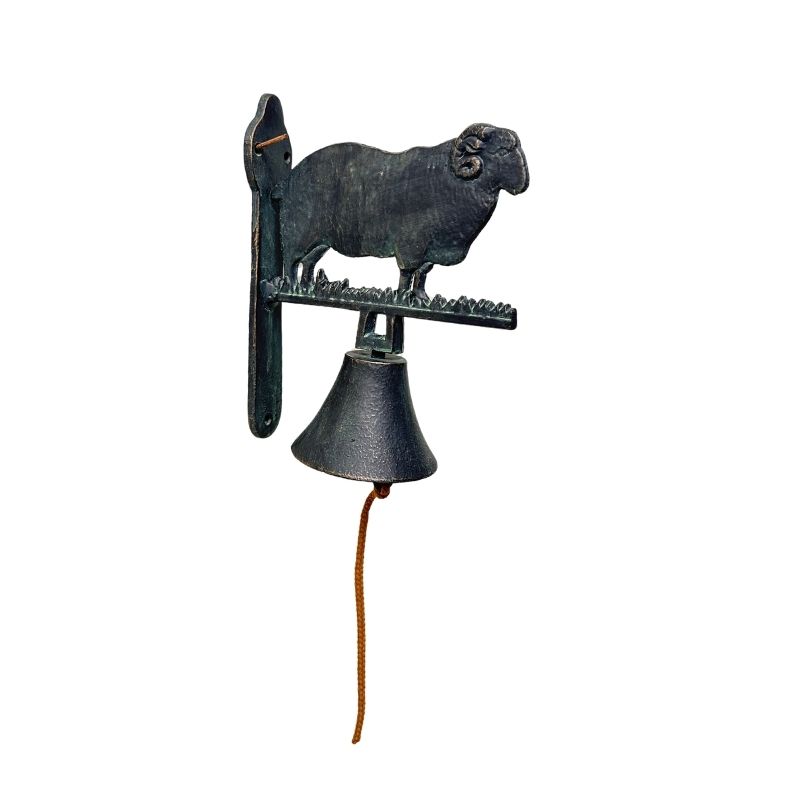 V637-74143RAM-202508251611-00 Cast-Iron Merino Ram Doorpost w Bell 23cm - Image 1
