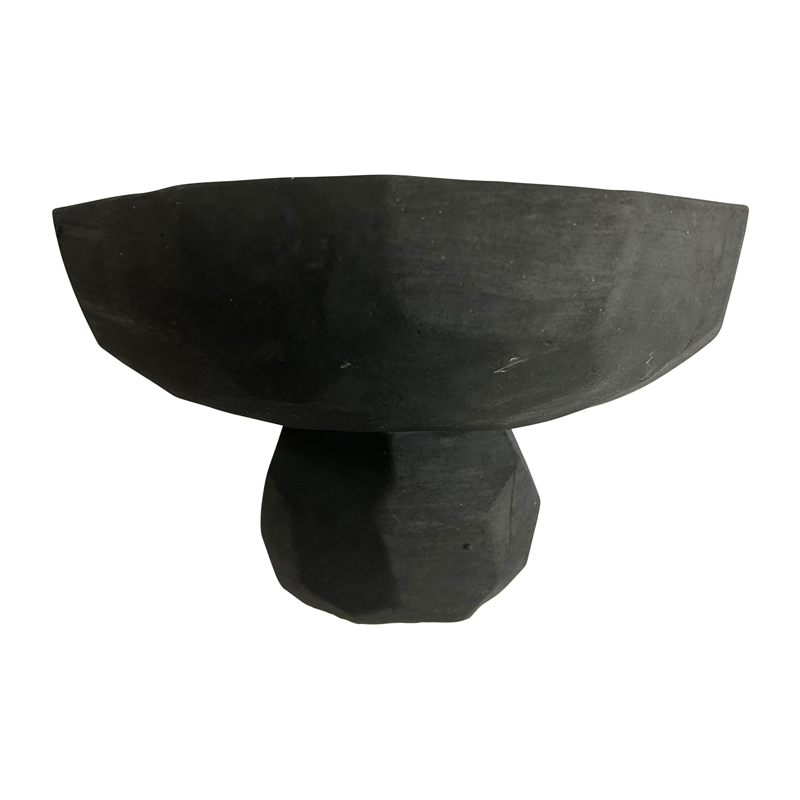 V637-88735BWL-202508251635-00 Contemporary Black Decorative Footed Bowl 23cm - Image 1