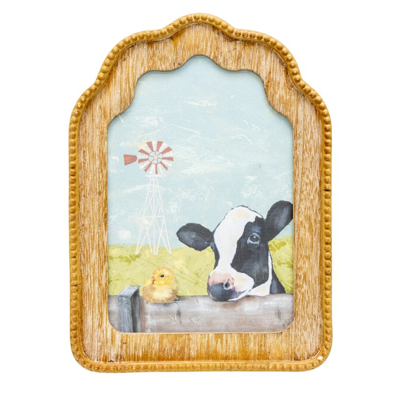 V637-91250COW-202508251745-00 Cow + Chick Framed Wall Art 30cm - Image 1