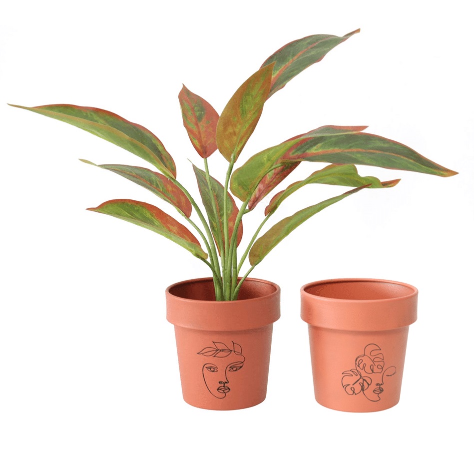 V637-92061PLN-202508251815-00 Set 2 Line Art Pot planters Assort 13cm - Image 1