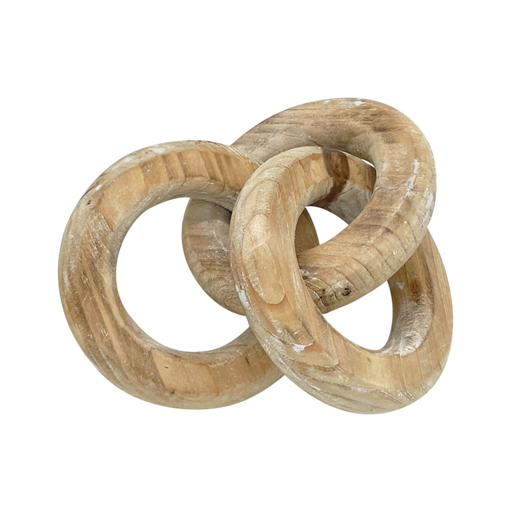 V637-92085LNK-202508251825-00 Chunky Wood Circle Chain Link 26cm - Image 1