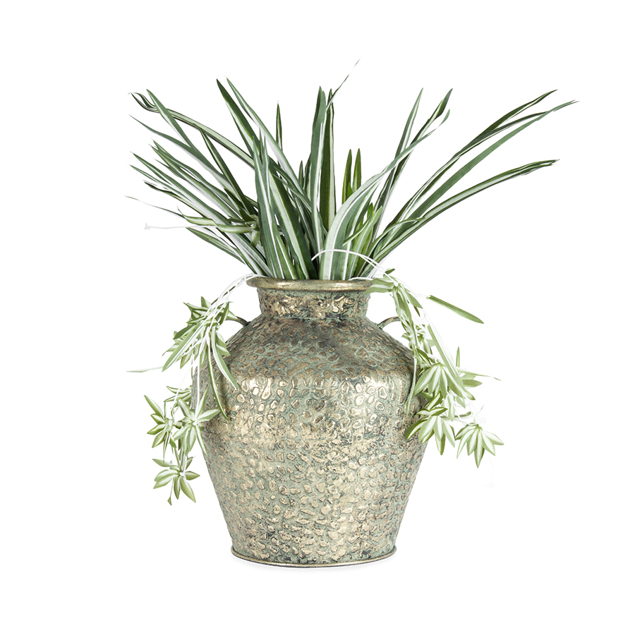 V637-97000URN-202508251845-00 Hammered Urn-Antique Gold 30x35cm - Image 1