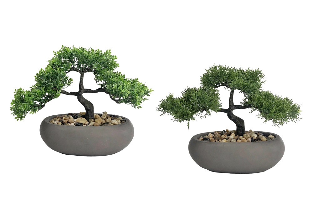 V637-AFL20802-202508251935-00 Set 2 Artificial Bonsai in Ceramic Pot Assort 30cm - Image 1