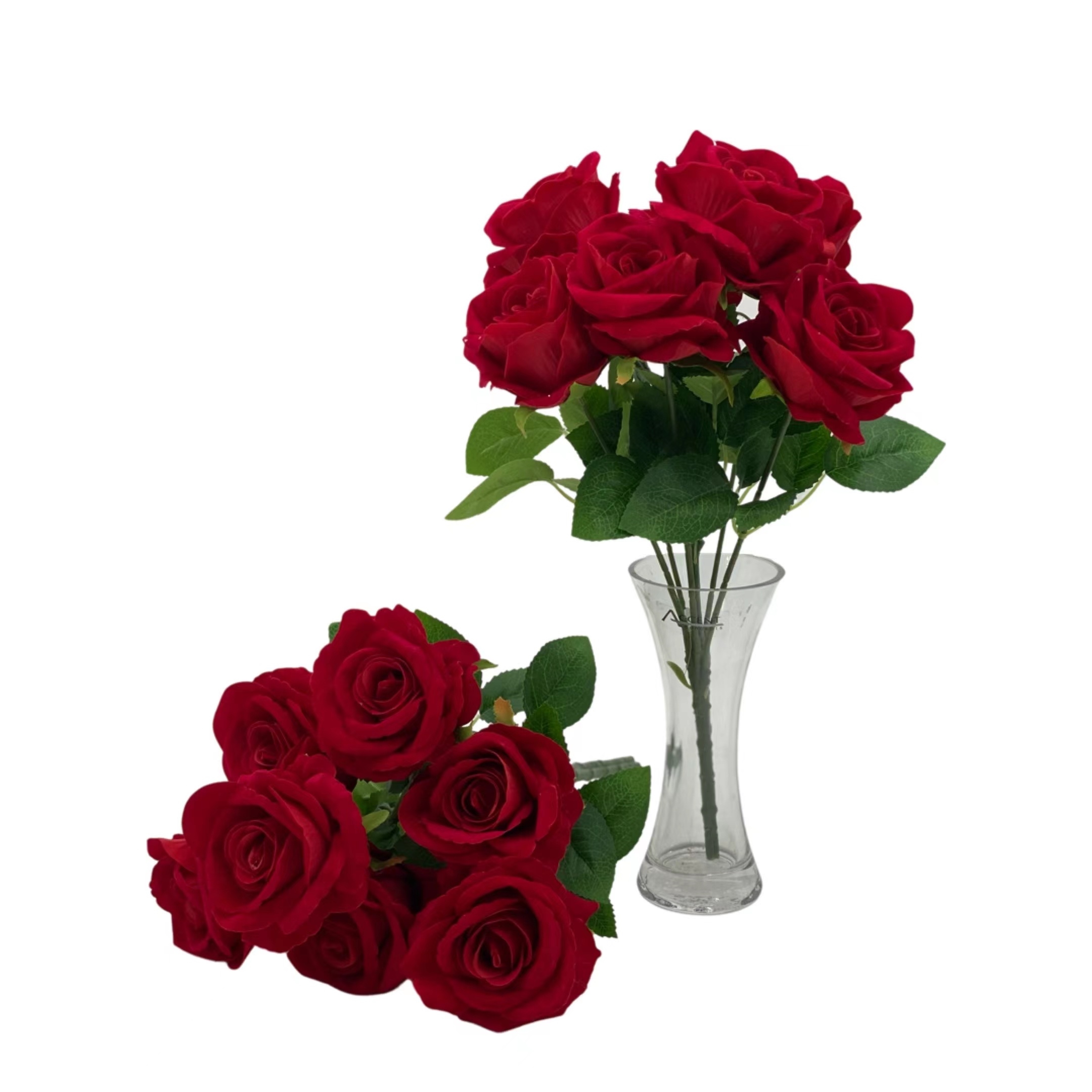 V637-AFL32486-202508251635-00 bulk 8 Artificial Rose Bouquet 7 Heads Red 10x46cm - Image 1