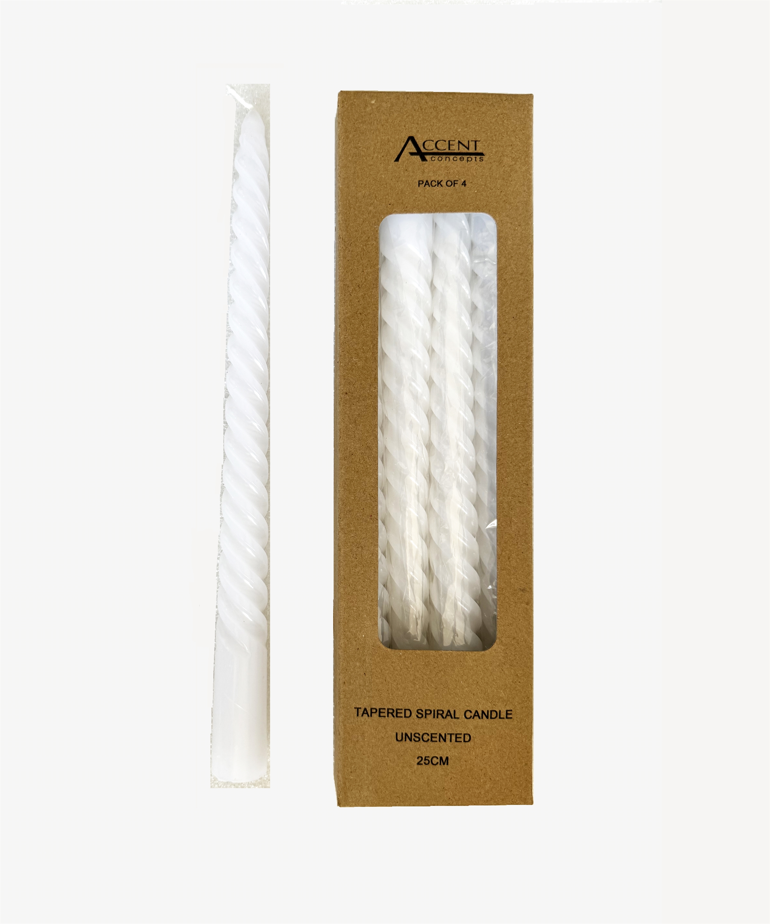 V637-CDS33975-202508251740-00 bulk 96 Spiral Dinner Candle White 25cm - Image 1