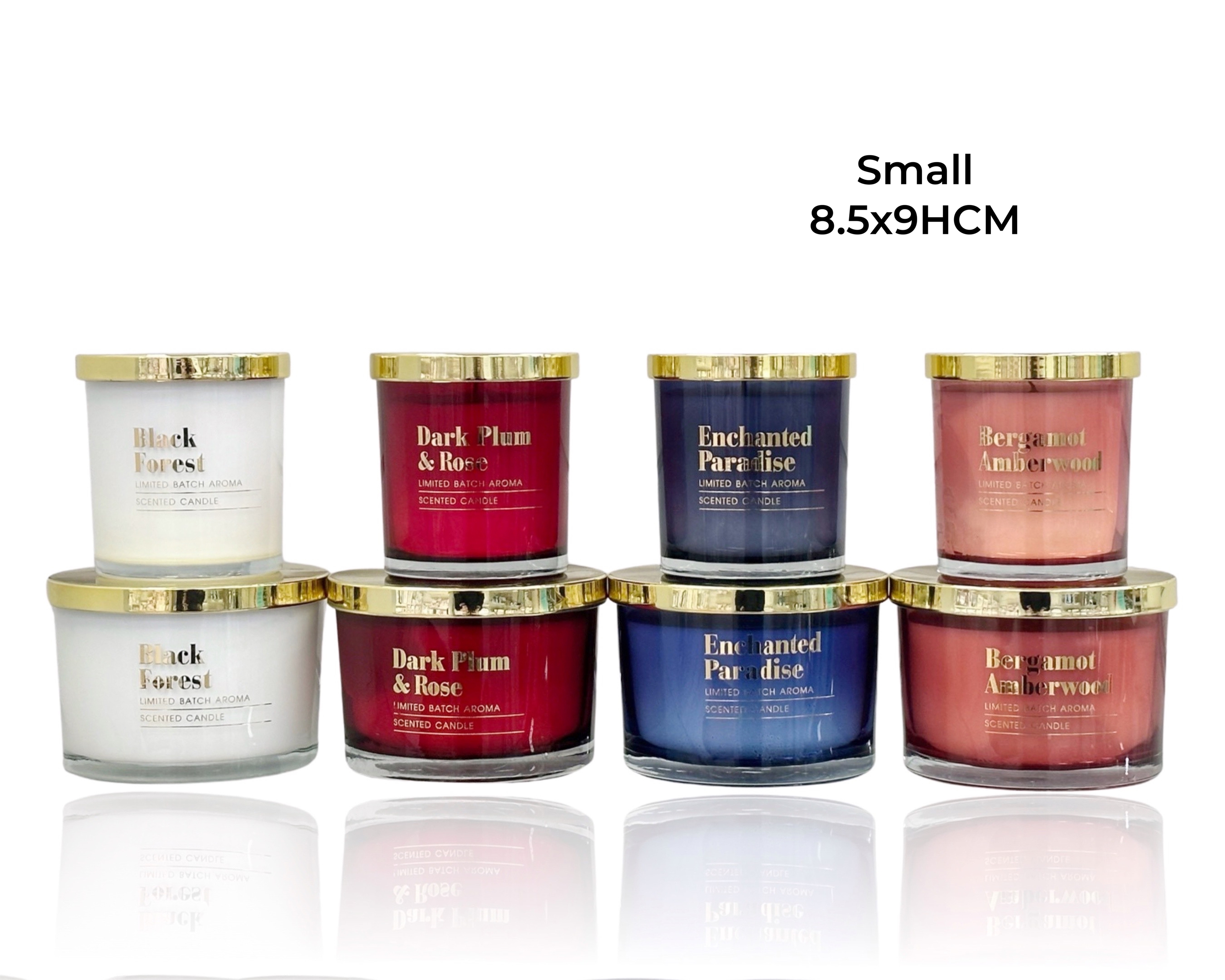 V637-CPU28988-202508251805-00 bulk 12 Elegant Glass Candle W Gold Lid 4 Assorted 8x9cm - Image 1