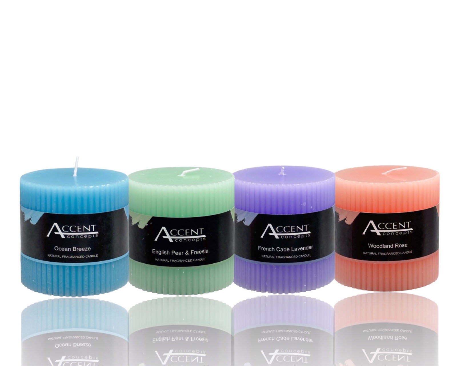 V637-CPU35055-202508251820-00 bulk 48 Scented Ripple Pillar Candle 4 Assorted 7cm - Image 1