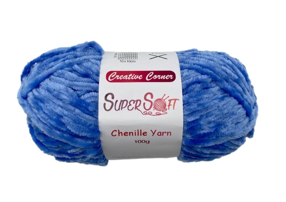 V637-CRA31387-202508251930-00 bulk 12 Blue Super Soft Chenille Yarn 100G - Image 1