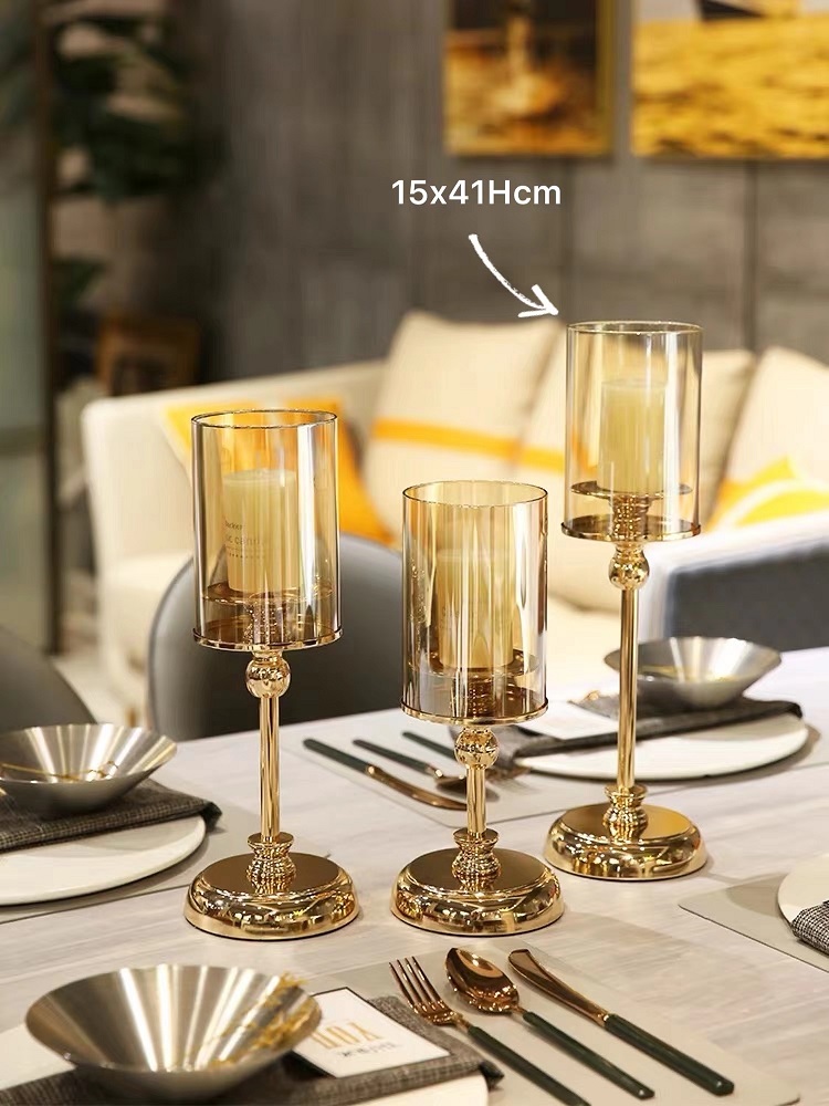 V637-DCO32637-202508251606-00 Gold Decorative Candle Holder Lantern 41cm - Image 1