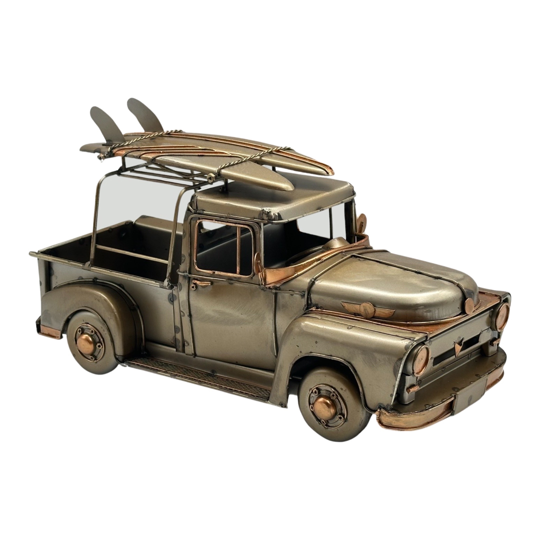 V637-DCO35696-202508251655-00 Antique Style Metal Ute w Surfboards 17cm - Image 1