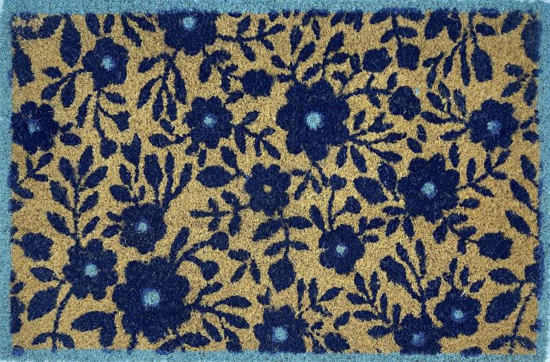 V637-E423642-202508252345-00 Blue Floral Doormat Door Mat 60cm - Image 1