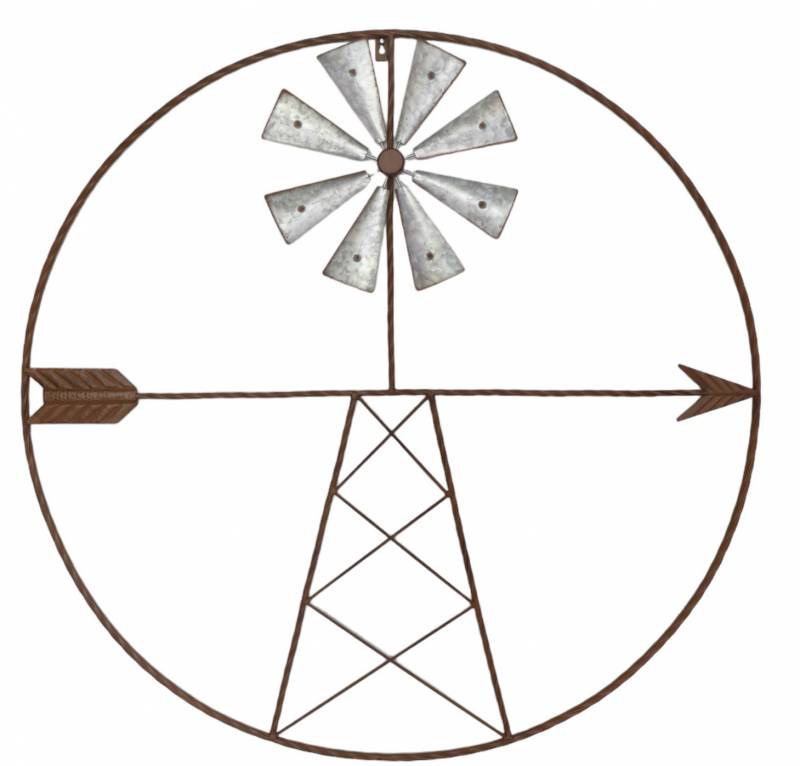 V637-E522784-202508252035-00 Metal Windmill Wall Art 91x91cm - Image 1