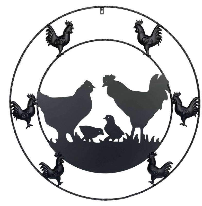 V637-E522811-202508252045-00 Metal Chicken Wall Art 79x79cm - Image 1