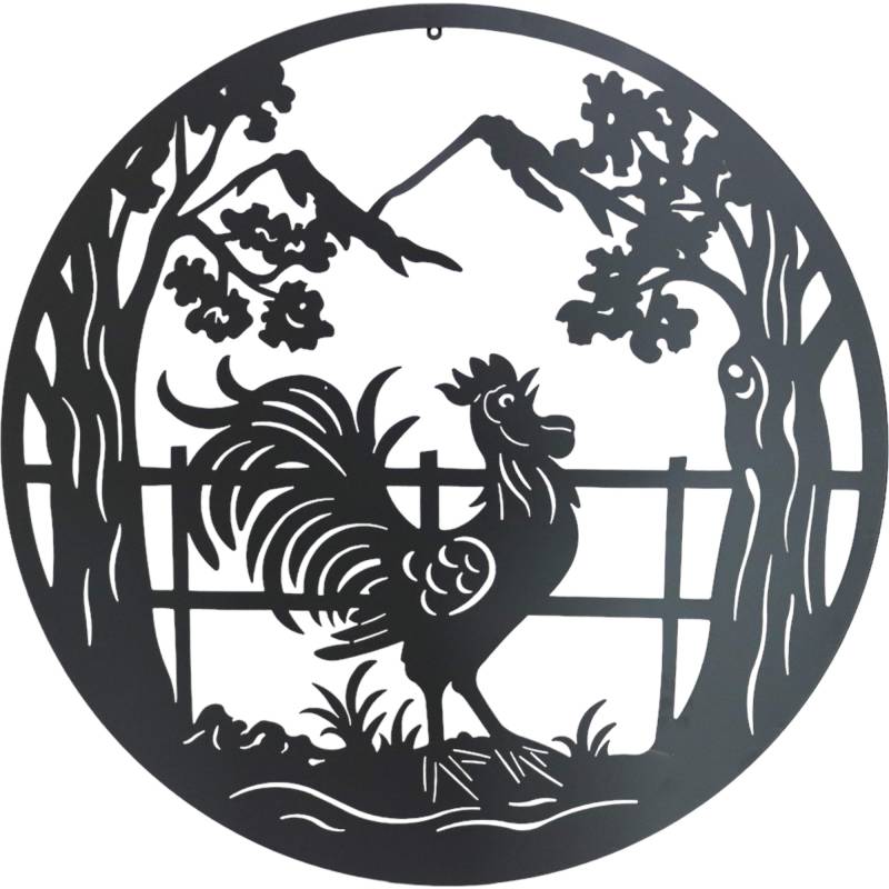 V637-E522835-202508252055-00 Set 2 Rooster Metal Wall Art 98x98cm - Image 1