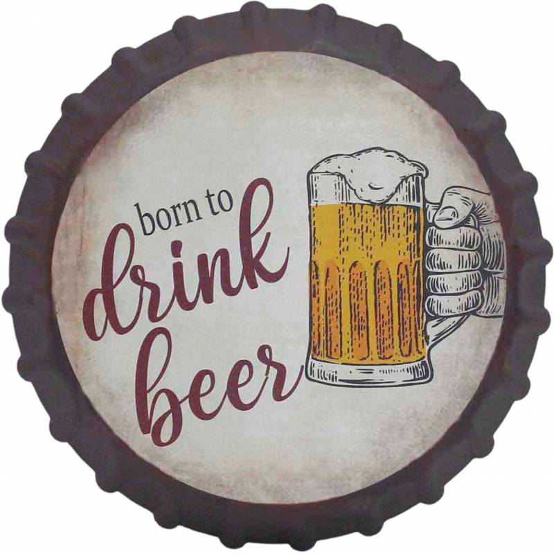 V637-E522978-202508252145-00 Born To Drink Beer Wall Art 34cm - Image 1