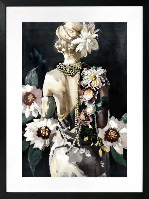 V637-E646051-202508252320-00 Flower Lady Artwork Framed W Glass Front 60x80cm - Image 1