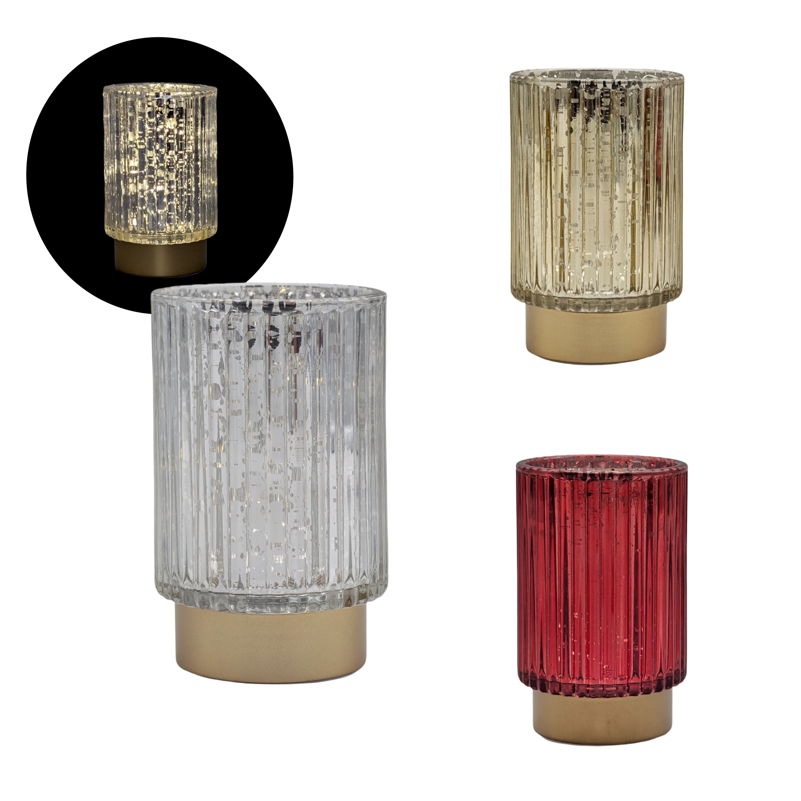 V637-GCH37471-202508252030-00 bulk 12 Light Up Metallic Glass Holder Assort 13cm - Image 1