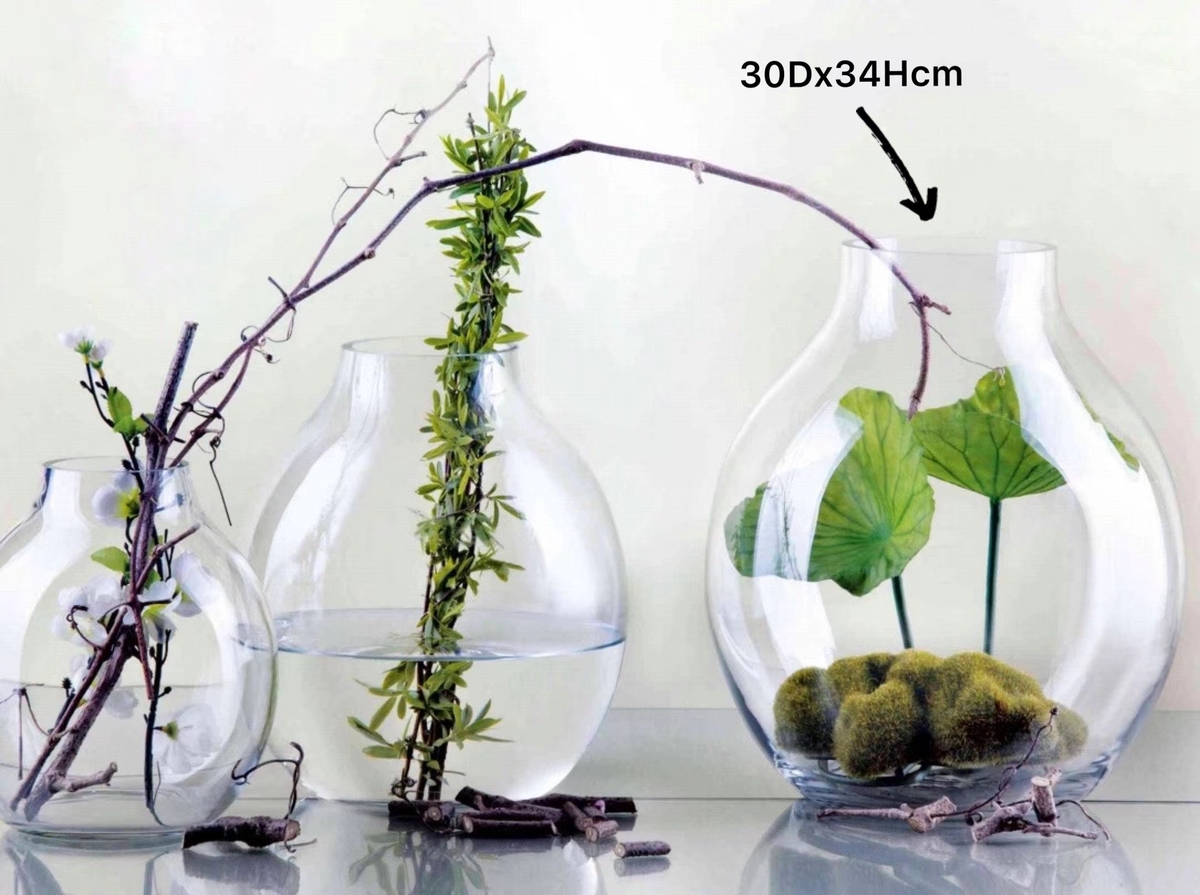 V637-GVA32626-202508252140-00 Glass Wide Bubble Vase 34cm - Image 1