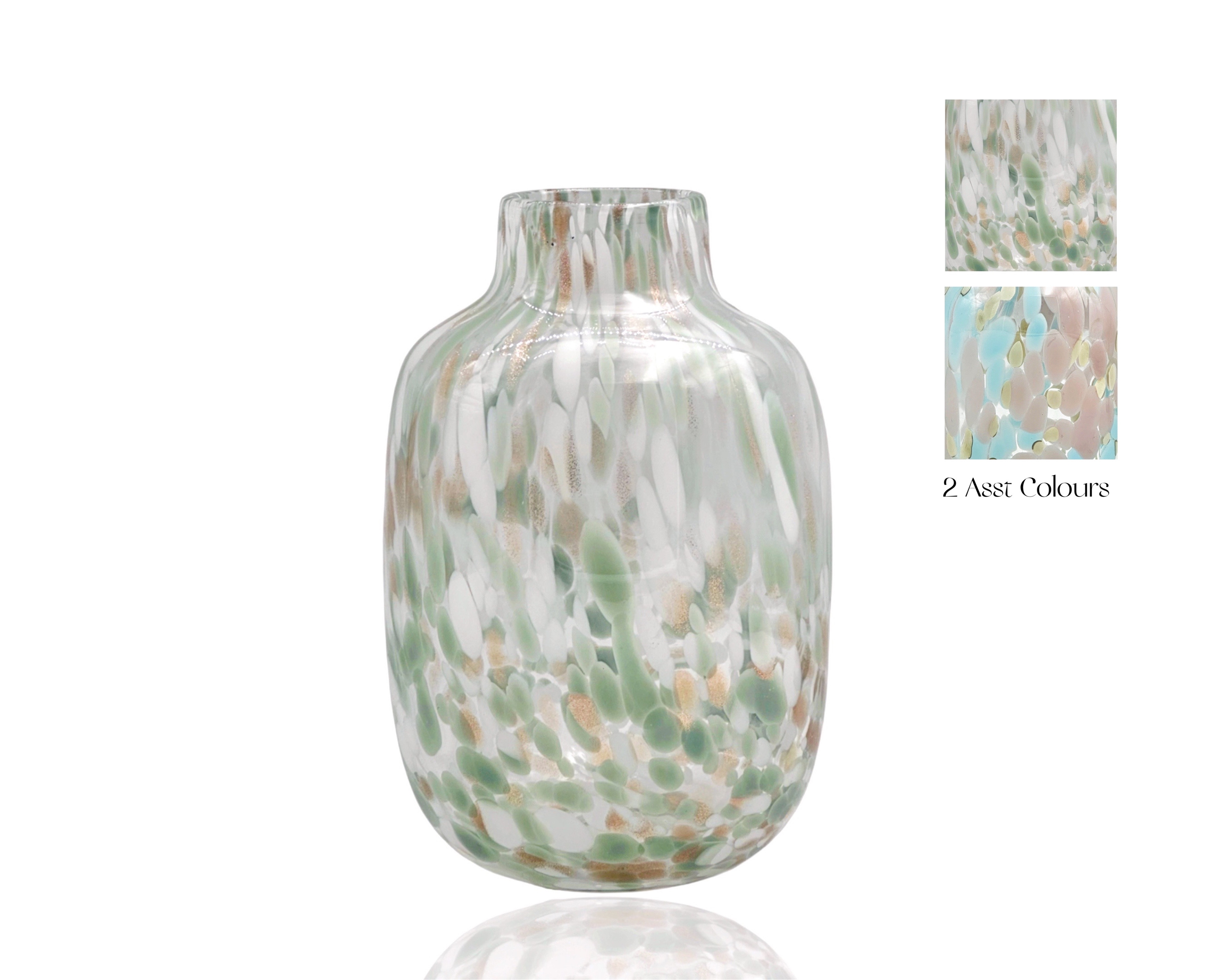V637-GVA35164-202508252155-00 Set 2 Speckled Glass Vase 2 Assorted 17x27cm - Image 1