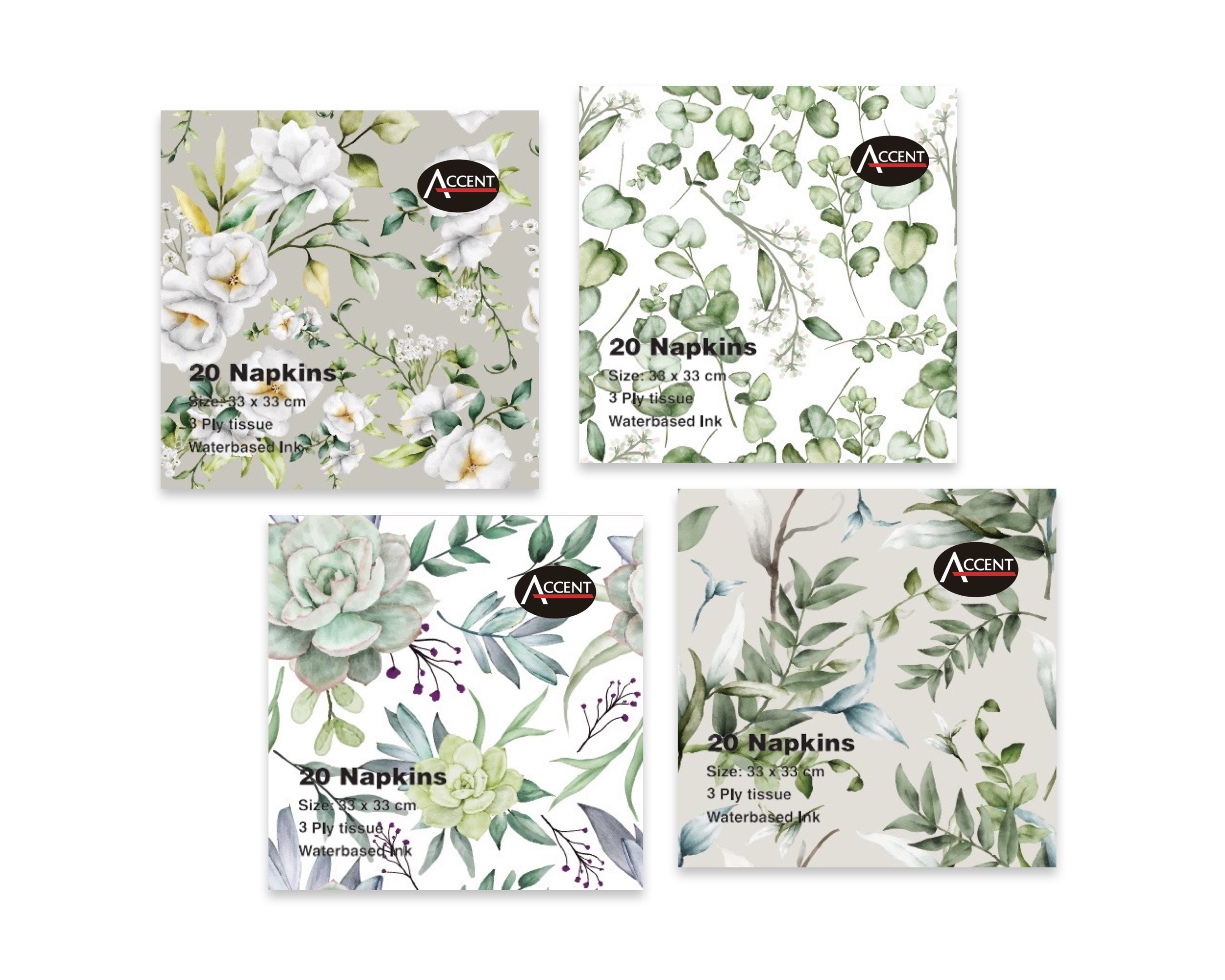 V637-PAR36496-202508252030-00 bulk 960 Eucalyptus Pattern Napkin 3ply Assorted 33cm - Image 1