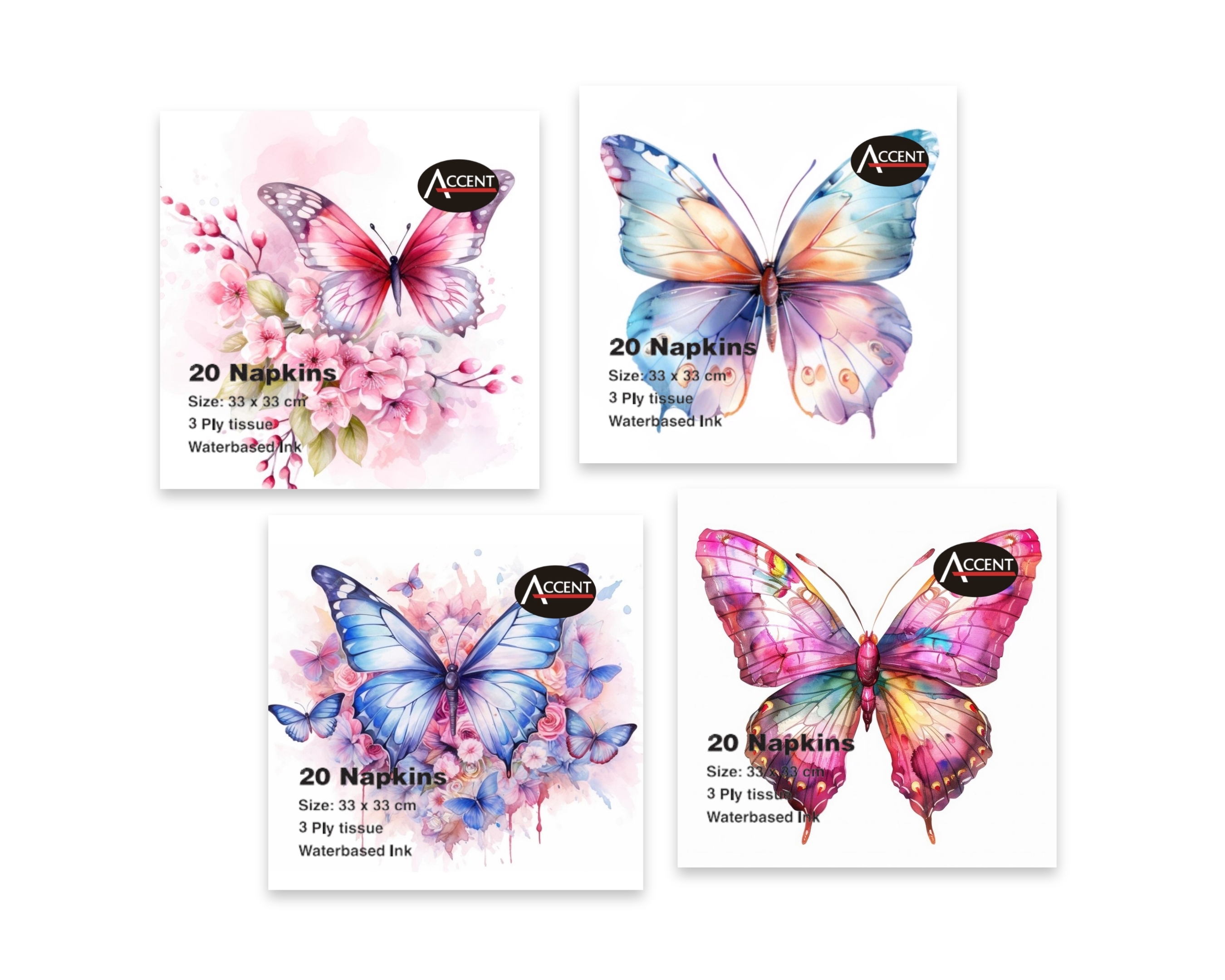V637-PAR36947-202508252030-00 bulk 960 Butterfly Emporium Napkins 2ply 4 Assort 33cm - Image 1