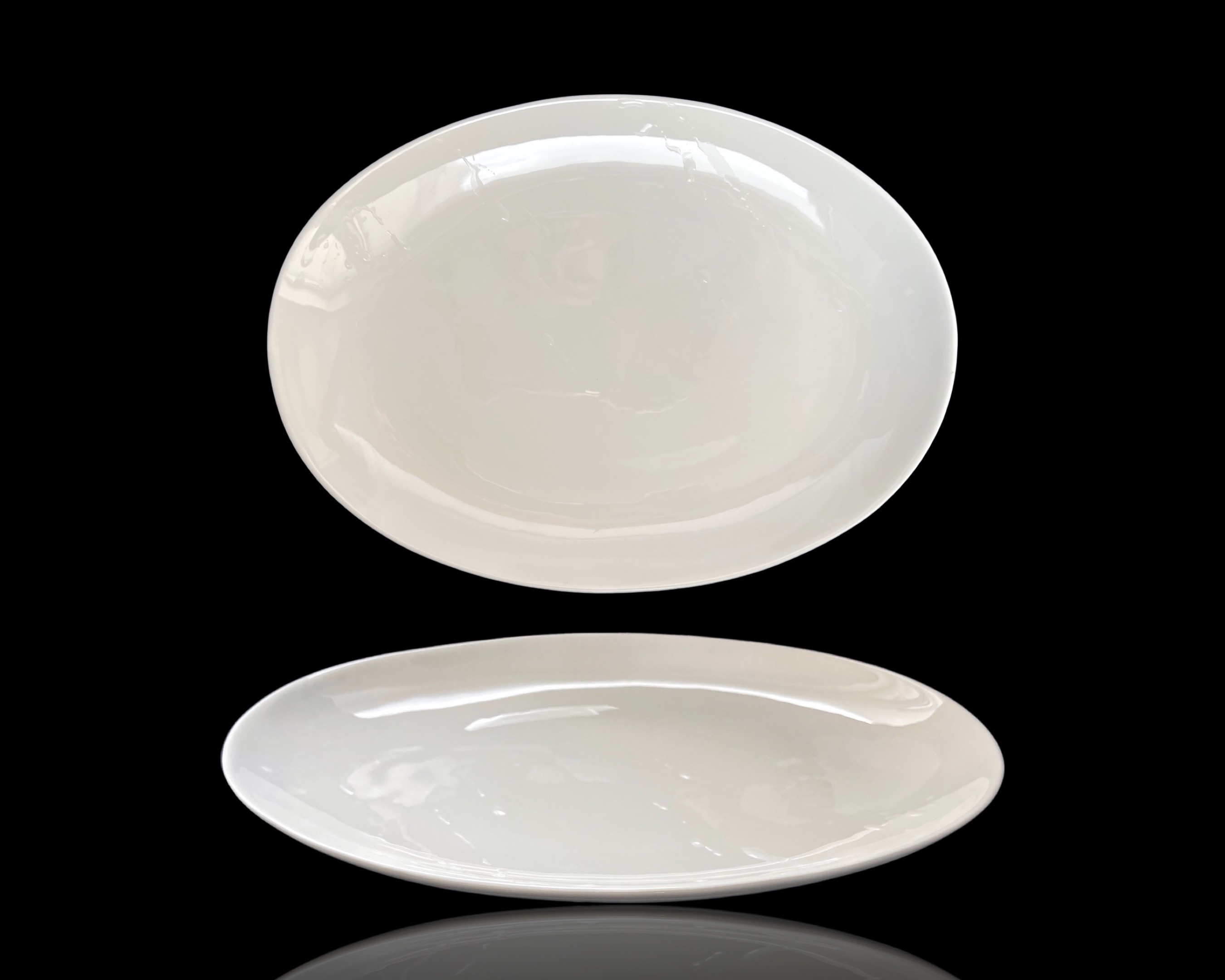 V637-TAB35044-202508260610-00 bulk 12 White Fine Bone China Oval Platter 12.5ln 30x2cm - Image 1