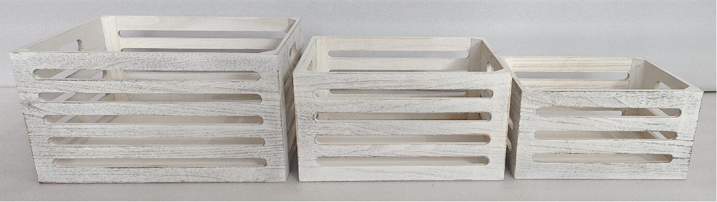 V637-WDB35967-202508260655-00 Set 3 Wood Crates White Wash 40x22cm - Image 1