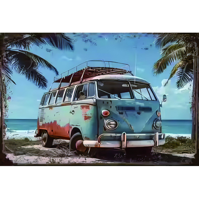 V637-WF-RUSTICCOMBI-202508260620-00 Rustic Combi Van Wall Art 30x20cm - Image 1