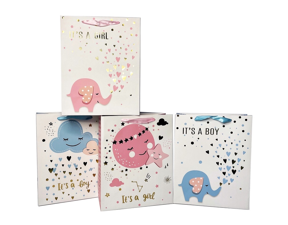 V637-WRP30777-202508260852-00 bulk 24 Medium Baby Gift Bag Foil Assort 23cm - Image 1