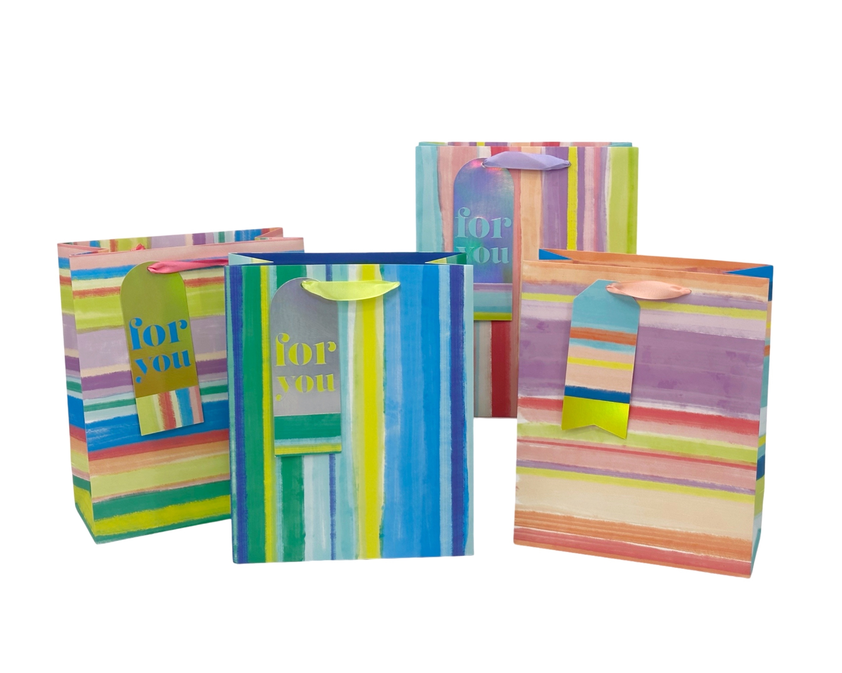 V637-WRP35089-202508260752-00 bulk 24 Xlarge Colourful Stripe Gift Bag Assort 42cm - Image 1