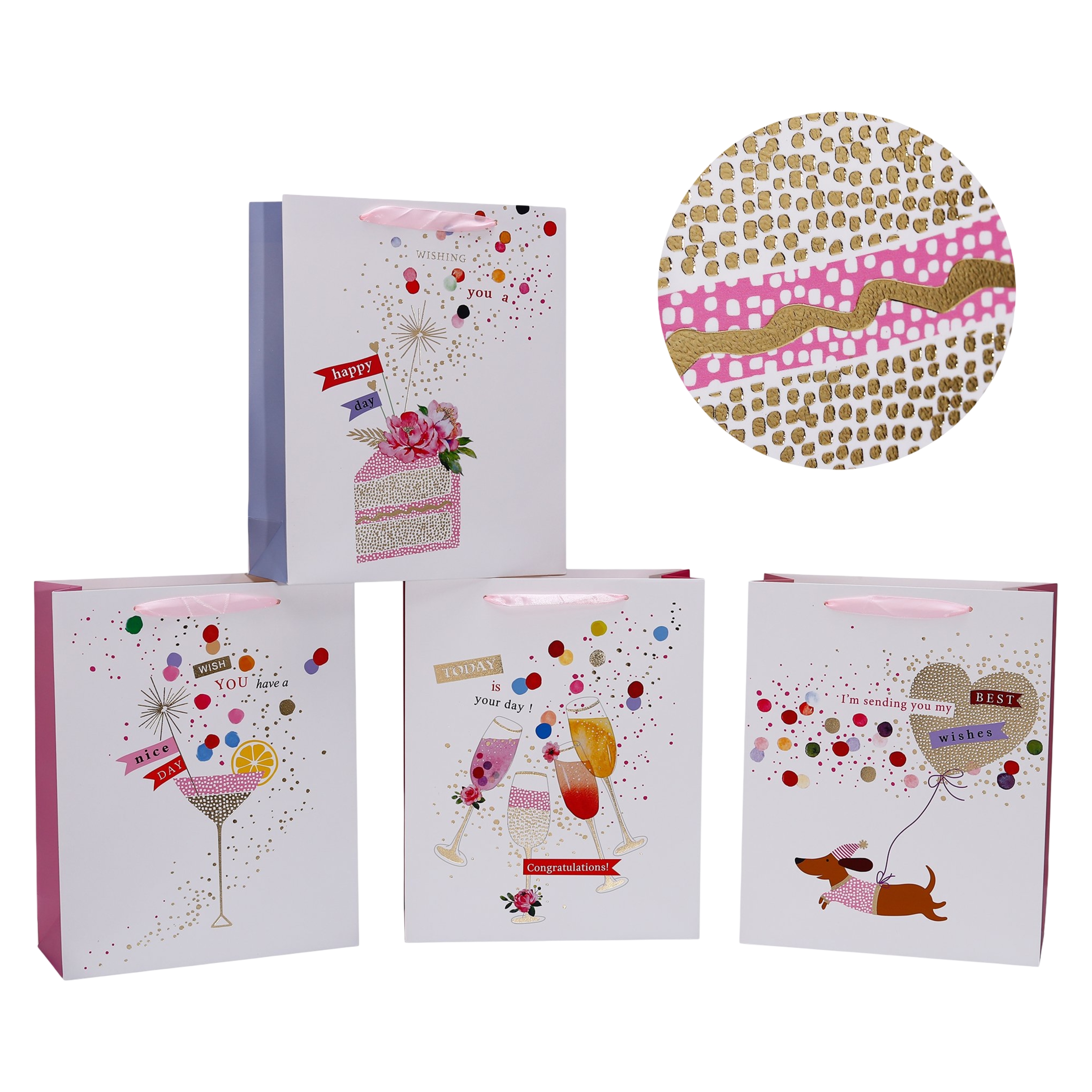 V637-WRP38466-202508260820-00 bulk 24 Medium Festive Cheers Gift Bag Assort 18x24cm - Image 1