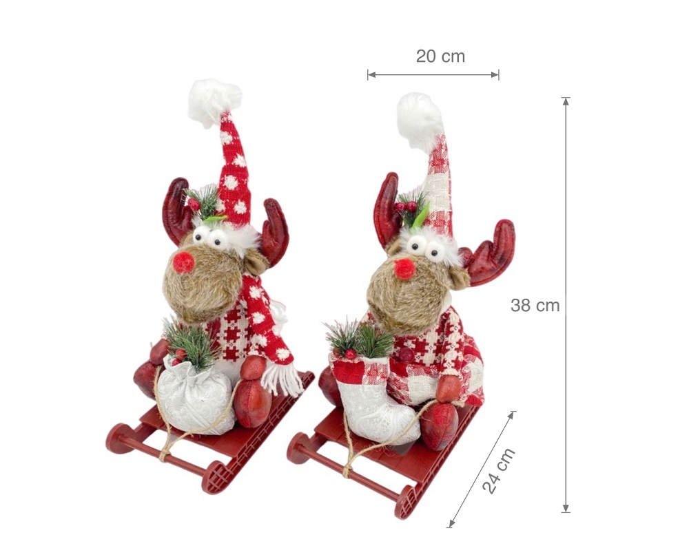 V637-XMS31019-202508260820-00 bulk 8 Mr & Mrs Dasher Sled Deer Assort 38cm - Image 1