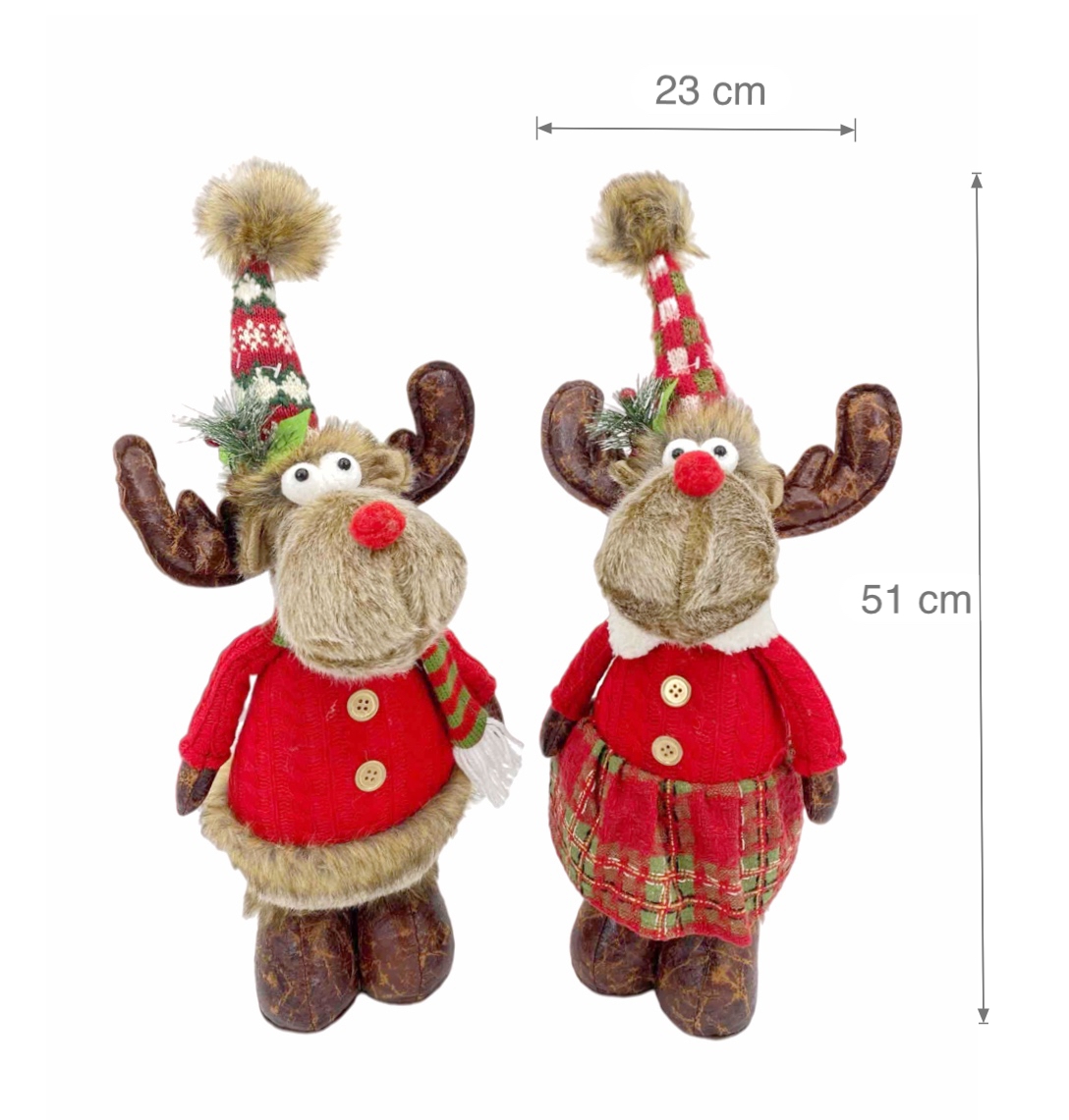 V637-XMS31025-202508260820-00 bulk 8 Mr & Mrs Rudolph Standing Deer Assort 51cm - Image 1