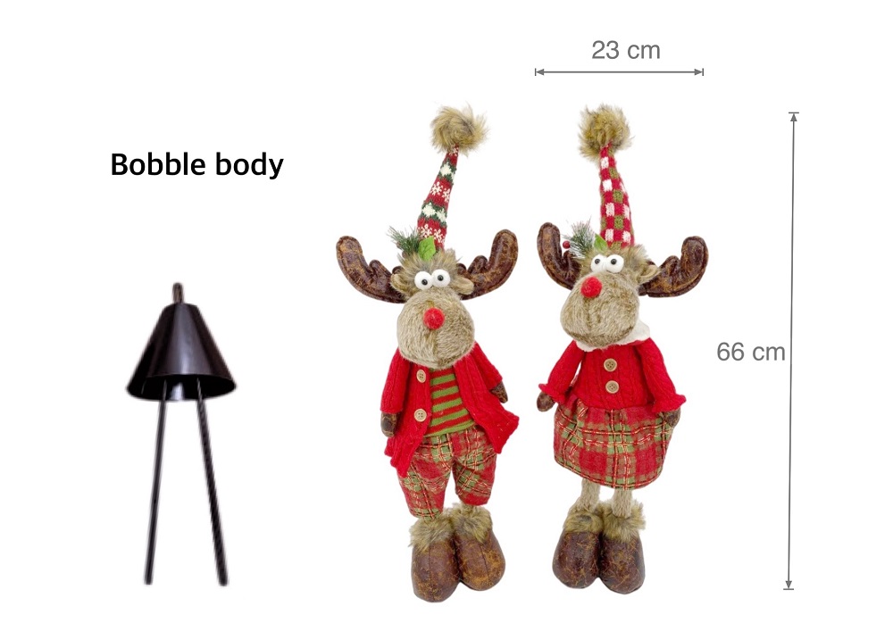 V637-XMS31026-202508260825-00 bulk 6 Mr & Mrs Rudolph Bobble Body Standing Deer Assort 66cm - Image 1