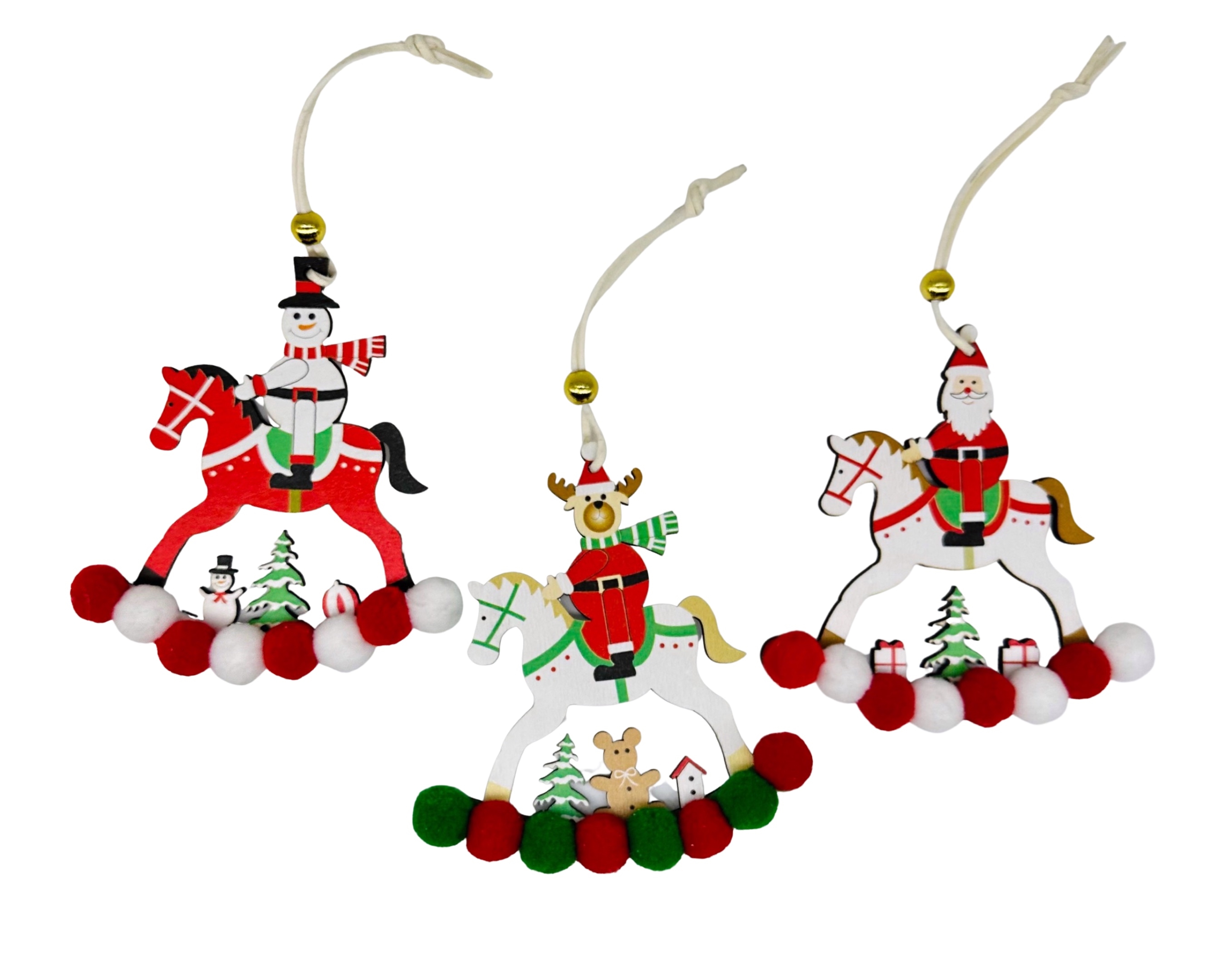 V637-XMS34663-202508260845-00 bulk 24 Xmas Red & Green Pompom Assort 11cm - Image 1