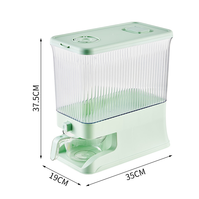 V888-ELOSUNG18346-202507021026-00 Transparent Apple Green Smart Kitchen Rice Dispenser - Automatic Press-Style Rice Storage Bin - Image 1