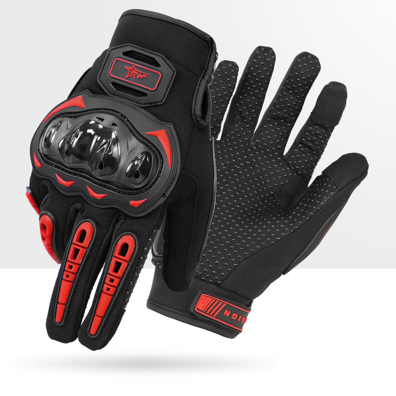 V888-ELOSUNG32779-202507021015-00 Size 2XL Red and Black Protective Motorcycle Riding Gloves - Hard Knuckle Armour & Touchscreen Fingertips - Image 1