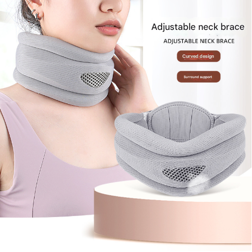 V888-ELOSUNG32780-202507021015-00 Grey Ergonomic Neck Support Brace - Adjustable Soft Cervical Collar for Posture Correction - Image 1