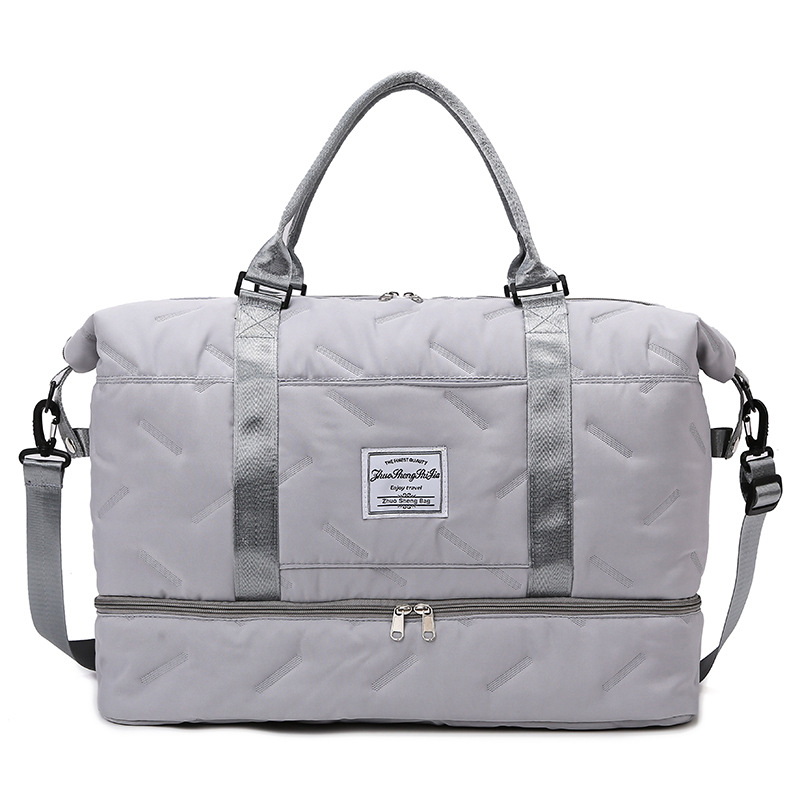V888-ELOSUNG32812-202507041035-00 Grey Stylish Quilted Duffel Bag for Travel & Gym - Large Capacity Weekender with Shoe Compartment and Wet Pocket - Image 1