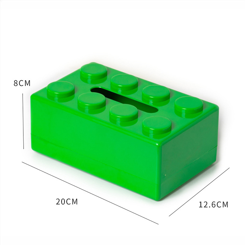 V888-ELOSUNG32940-202507151032-00 Green 2 Pcs Creative Building Block Tissue Box Holder - Wall-Mounted & Desktop Dispenser for Bathroom, Kids Room & Office Decor - Image 1