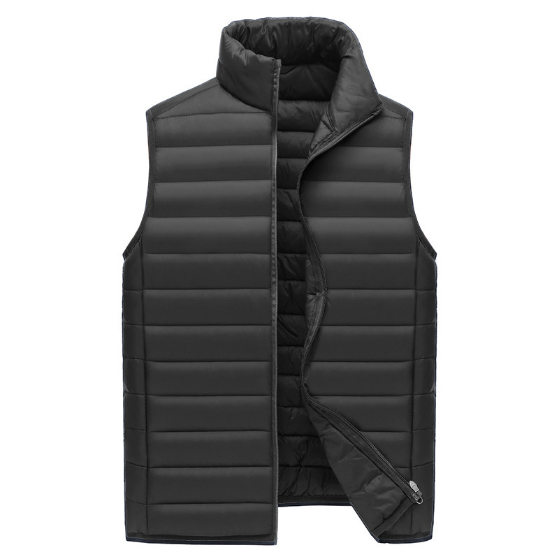 V888-ELOSUNG33601-202507021003-00 M Black Men's Lightweight Puffer Vest - Stand Collar Quilted Sleeveless Jacket for Winter - Image 1