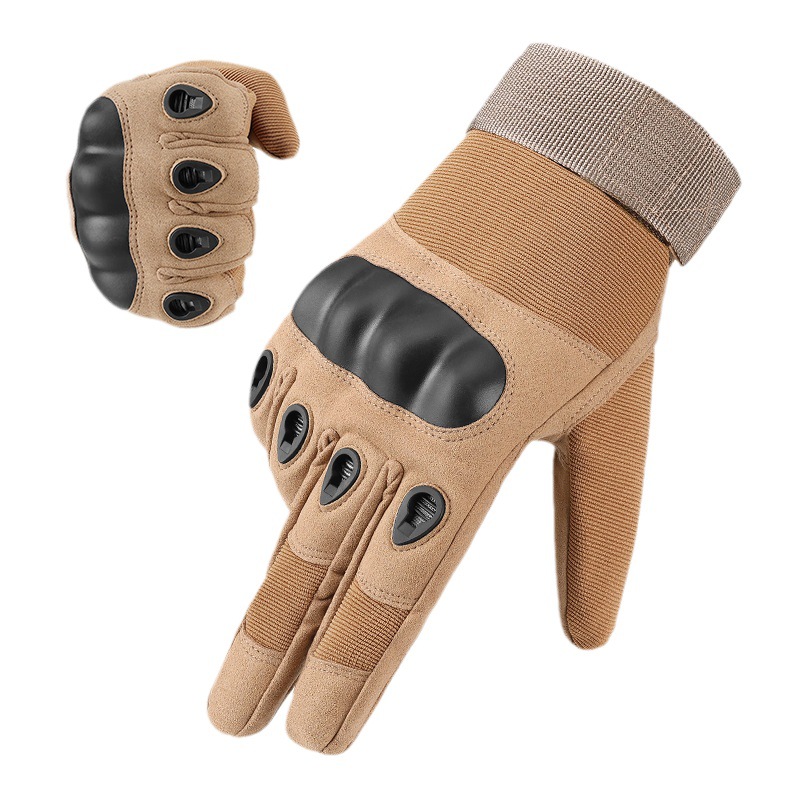 V888-ELOSUNG33610-202507021007-00 M Khaki Hard Knuckle Tactical Gloves - Full-Finger Protective Gear for Motorcycle, Cycling & Outdoor Sports - Image 1