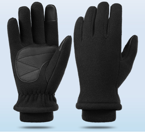 V888-ELOSUNG33633-202507021015-00 L Black Winter Fleece Touchscreen Gloves - Warm & Water-Repellent for Cycling & Outdoor Sports - Image 1