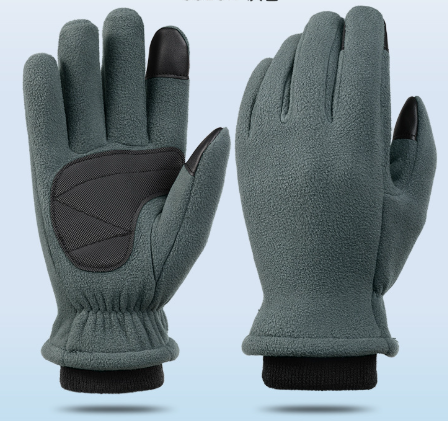 V888-ELOSUNG33663-202507021026-00 M Grey Winter Fleece Touchscreen Gloves - Warm & Water-Repellent for Cycling & Outdoor Sports - Image 1